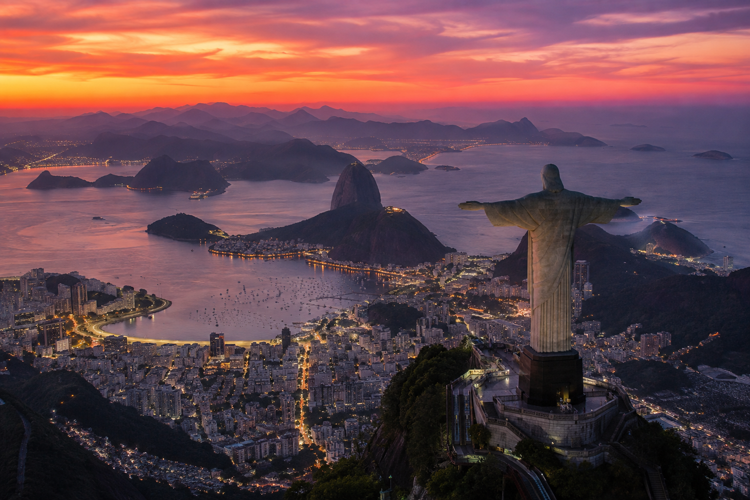 A generic ChatGPT image generated from the three-word prompt Rio at dusk